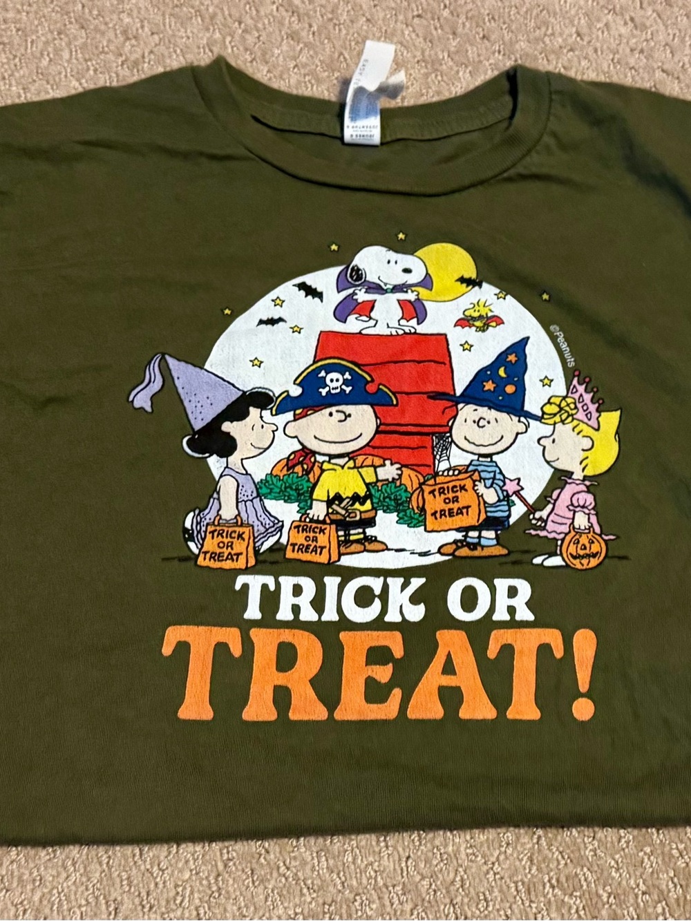 Peanuts Snoopy 'Trick or Treat' Kids Halloween Costume Tee - Olive